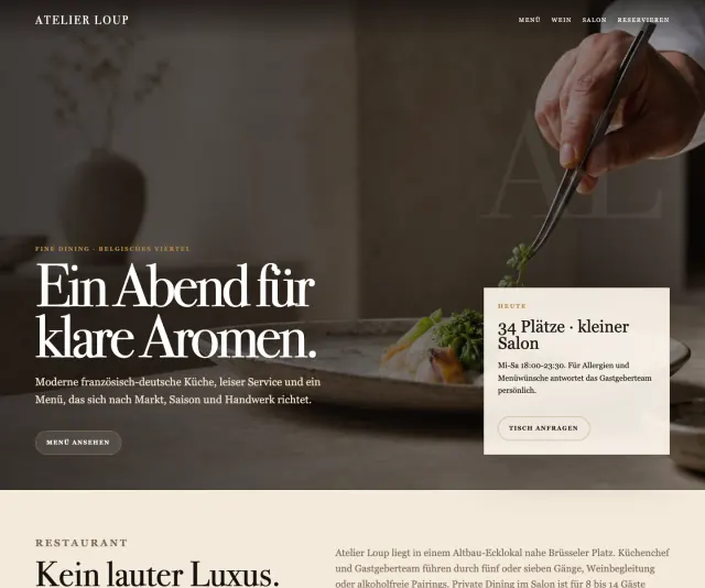 Screenshot Restaurant · Fine Dining